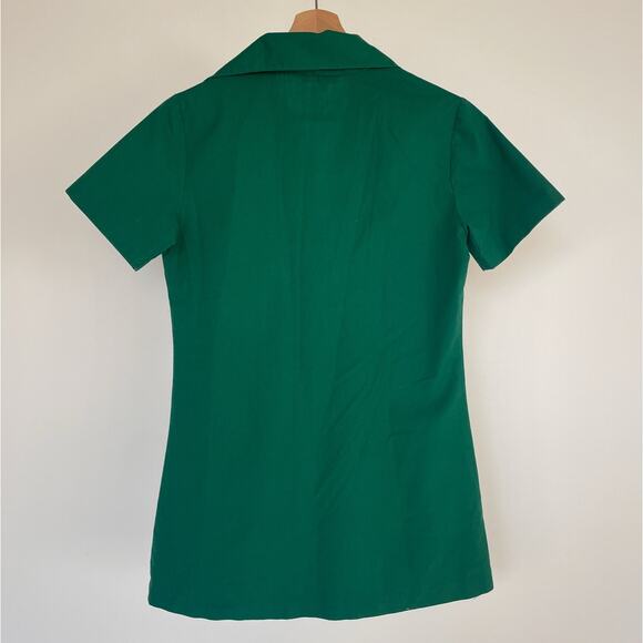 Vintage 60s 70s Sears Green Dagger Collar Top / Sz S / Folk Retro Boho Hippie - Picture 3 of 8